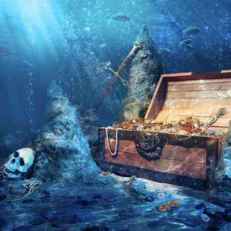 Принт "На дне морском" квадратный, серия Море, 016